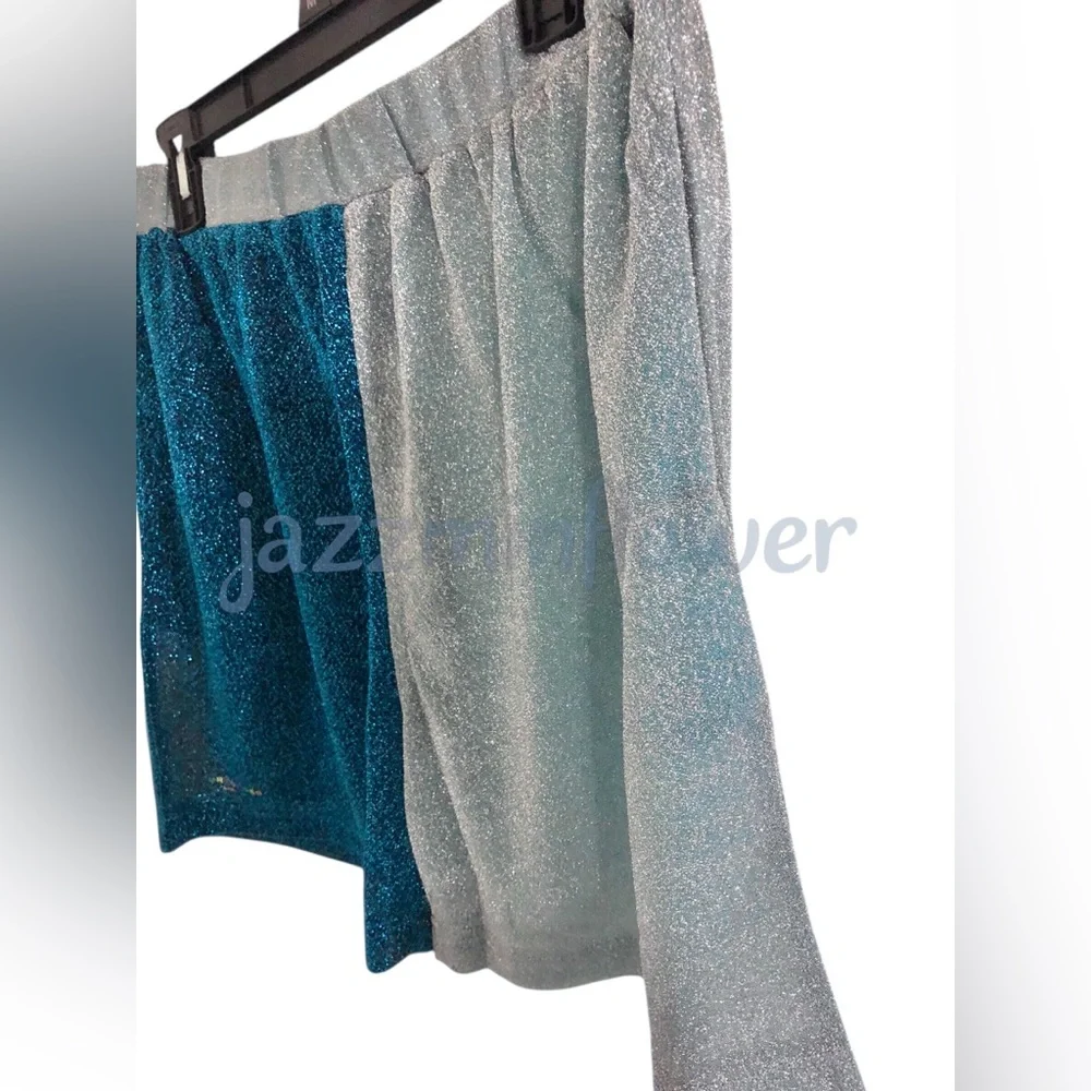 Kurt Geiger blue shimmer colorblock sheer swim cover up shorts size large‎ new